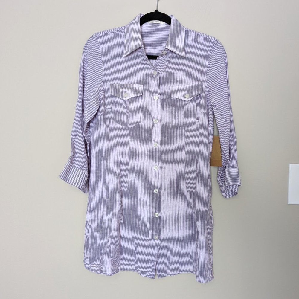 Coldwater Creek Fine Stripe Linen Tunic